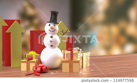 The Snow man and chart  for christmas or Business  concept 3d rendering. 119977598