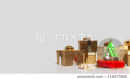 The Snow man in glass ball and gift box for holiday and celebration  concept 3d rendering. 119977600