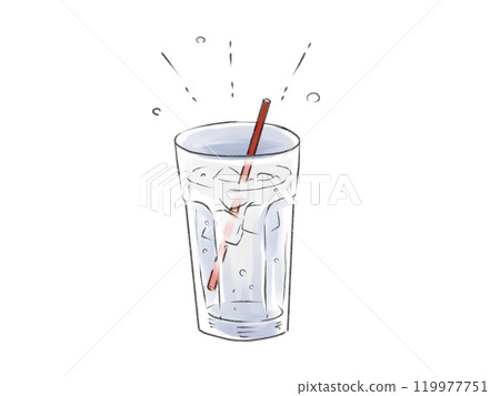 帶有吸管和內容物的玻璃杯 帶有吸管和內容物的玻璃杯 119977751