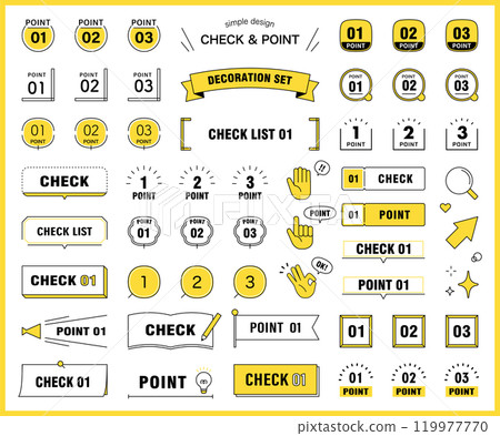 點並檢查模板集數字變化處理向量插圖裝飾 119977770
