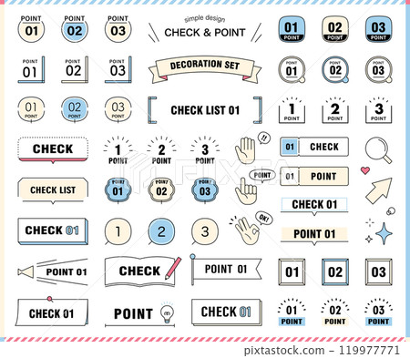 Point and check template set Numbers Variations Decoration Vector Illustration Decoration 119977771