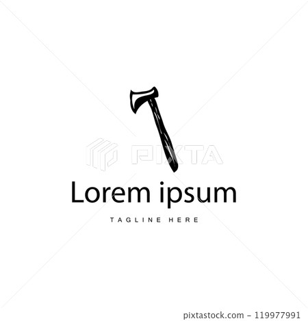 Woodcutting Tool Ax Logo, Woodcutter Vector Simple Design Symbol Template 119977991