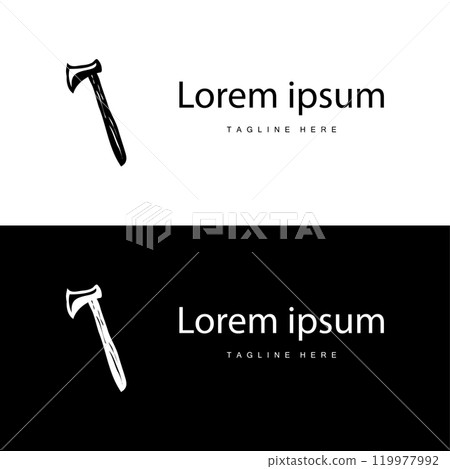 Woodcutting Tool Ax Logo, Woodcutter Vector Simple Design Symbol Template 119977992