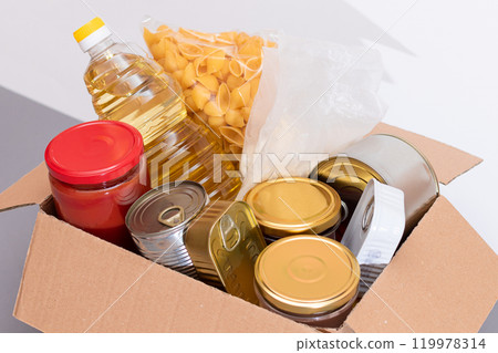 Donation Box of Free Food and Food Reserves 119978314