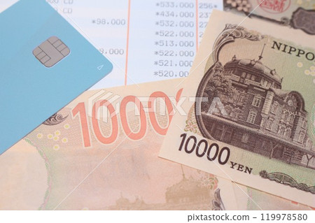 Passbook and cash card Passbook and cash card 119978580