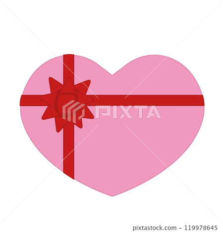 Heart-shaped present with red ribbon Heart-shaped present with red ribbon 119978645
