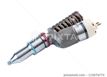 New fuel injector on white background close up 119978774