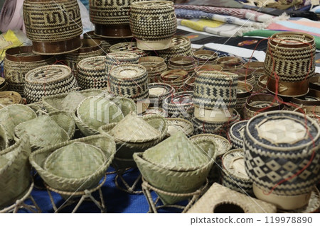 Handmade items found at a night market in Laos 119978890