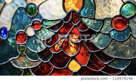 Christmas tree painted in stained glass AI image 119979146