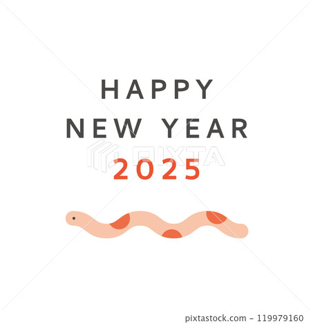 2025年新年賀卡紅蛇插畫素材零件 2025年新年賀卡紅蛇插畫素材零件 119979160
