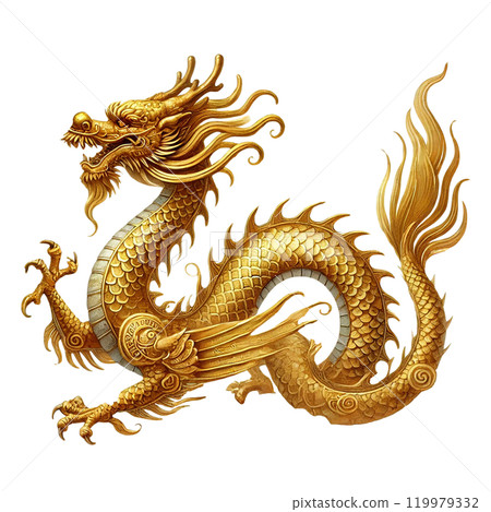 Golden dragon, fantasy creature, Chinese New Year theme 119979332