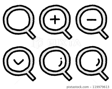 Hand drawn simple magnifying glass icon set Hand drawn simple magnifying glass icon set 119979613