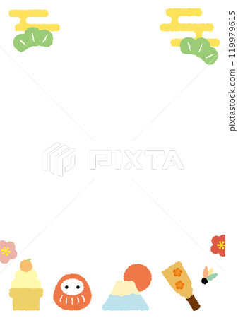 A3 size vertical frame with cute New Year's materials 119979615