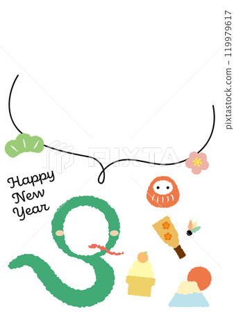 Cute snake photo frame A3 size vertical_speech bubble 119979617