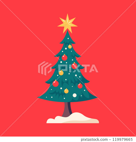 Christmas tree cartoon illustration 119979665