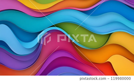 Vibrant multicolored wave pattern - abstract layers of dynamic colorful curves Vibrant multicolored wave pattern - abstract layers of dynamic colorful curves 119980000