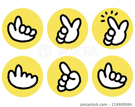 各種姿勢的手繪指向圖示集 119980084