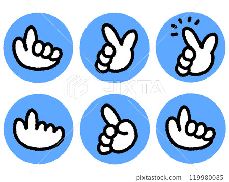 各種姿勢的手繪指向圖示集 各種姿勢的手繪指向圖示集 119980085