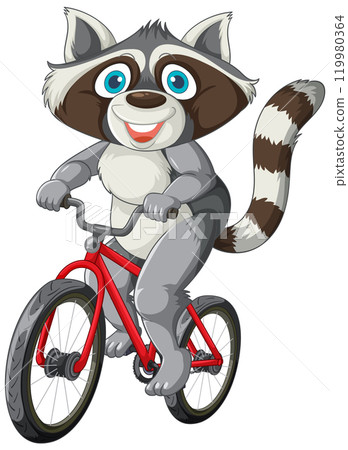 Raccoon Riding a Red Bicycle 119980364