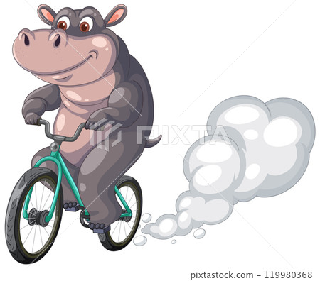 Hippo Riding a Bicycle Adventure 119980368