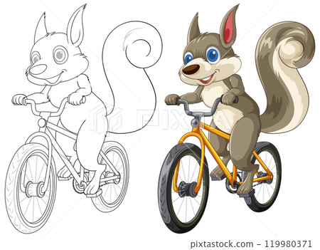 Squirrel Riding a Bicycle Illustration 119980371