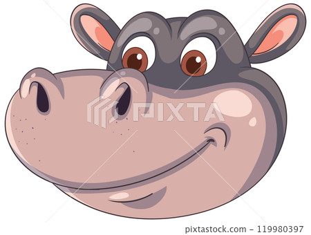 Smiling Cartoon Hippo Illustration 119980397