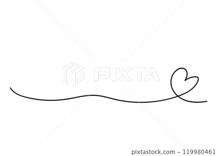 Simple illustration of a heart shaped red thread, monochrome 119980461