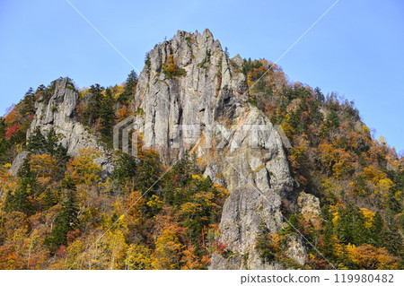 北海道定山溪豐平峽的秋葉 119980482