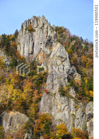 Autumn leaves at Hoheikyo Gorge, Jozankei, Hokkaido 119980501