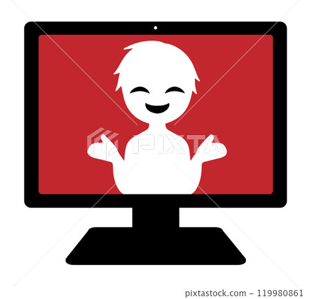 Black silhouette of a villain image on a computer screen 119980861