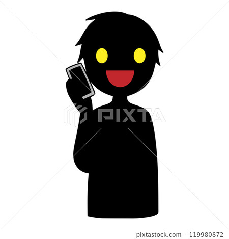 Black silhouette of a villain talking on a smartphone 119980872