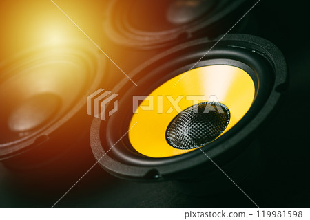 yellow-black audio loudspeaker 119981598