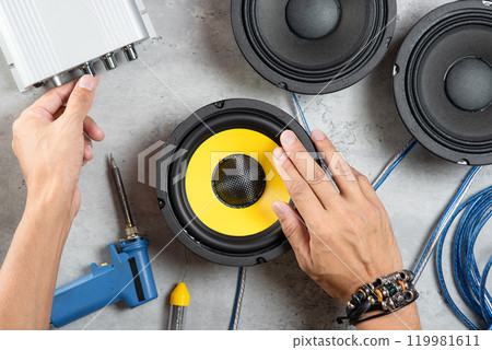 yellow-black audio loudspeaker yellow-black audio loudspeaker 119981611