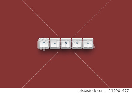 Panda text on a 3d keyboard button with shadow concept series Panda text on a 3d keyboard button with shadow concept series 119981677