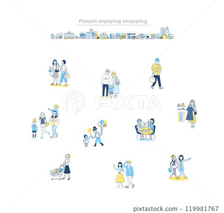 Various people walking shopping set 119981767