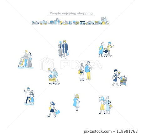 Various people walking shopping set 119981768