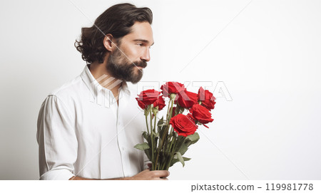 Man Carrying Roses Gentleman carrying a bouquet of striking red... - Stock Illustration ...