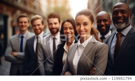 The team is poised and ready, their collective energy creating a powerful force driving them toward triumph. AI Generated 119981794