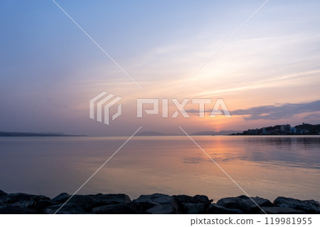 島根縣松江市宍道湖的日落 119981955