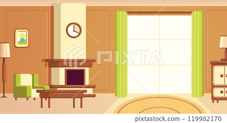 Background Home Living Room Cartoon House 119982170