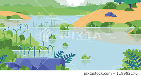 Background Riverbed Stream Cartoon Creek Pond 119982176