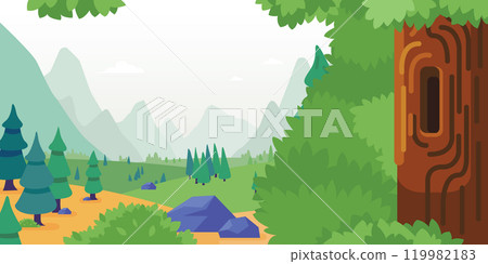 Background Wild Bushes Cartoon Forest Vegetation 119982183