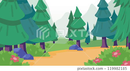 Background Woodland Environment Cartoon Nature Scenery Background Woodland Environment Cartoon Nature Scenery 119982185