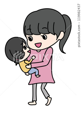 A woman holding a child (color) A woman holding a child (color) 119982437