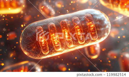 "Mitochondrial Glow: Energy Production in Warm Tones Celebrating Cellular Vitality" "Mitochondrial Glow: Energy Production in Warm Tones Celebrating Cellular Vitality" 119982514