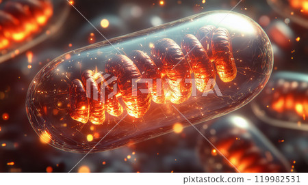"Mitochondrial Glow: Energy Production in Warm Tones Celebrating Cellular Vitality" "Mitochondrial Glow: Energy Production in Warm Tones Celebrating Cellular Vitality" 119982531