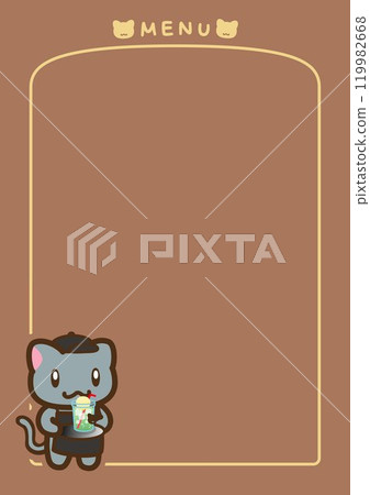 Vertical menu border with a simple cat clerk carrying a cream soda, part 25 119982668