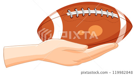 Hand Holding a Football Illustration 119982848