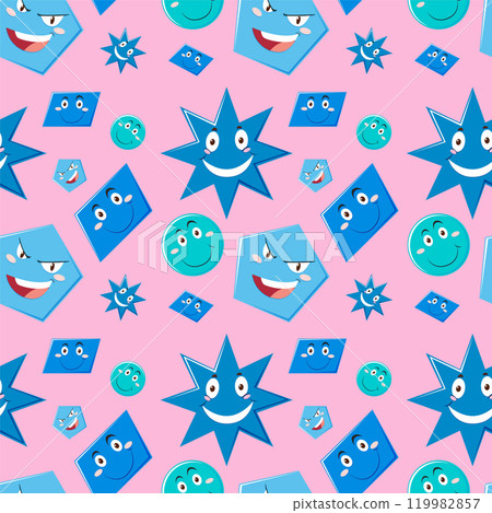 Playful Geometric Faces Pattern 119982857