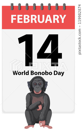 World Bonobo Day Celebration Illustration 119982874